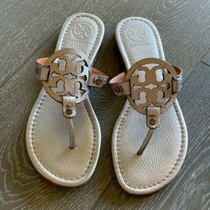Tory Burch metallic silver sandals size 8